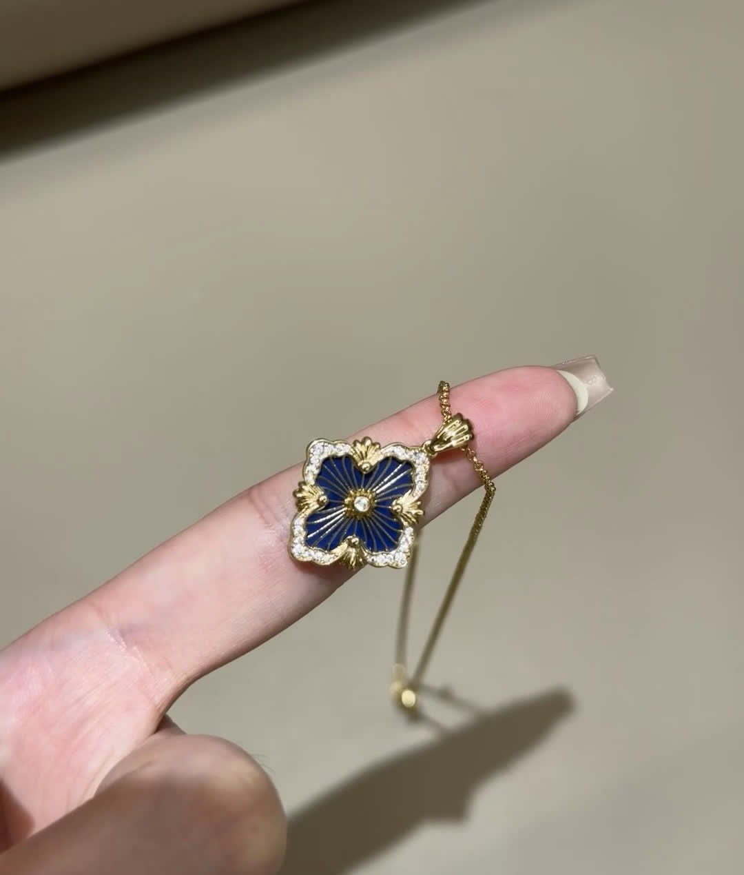 Van Cleef & Arpels Enamel Flower Pendant Necklace